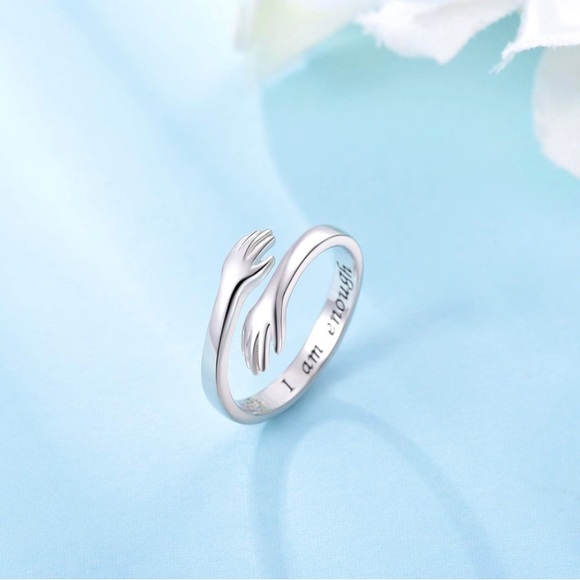925 Sterling Silver Adjustable Hug Ring Come to My Arm Couple Hugging Rings - Picture 5 of 7